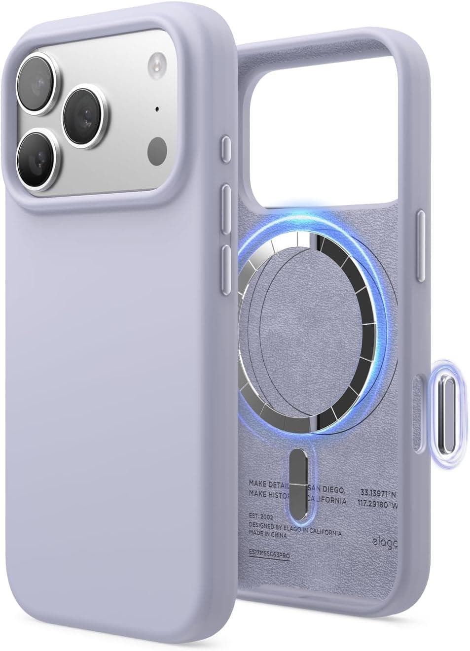 Силиконов (TPU) калъф с MagSafe за iPhone 17 Pro - Elago Magnetic Soft Silicone Case (бледолилав)