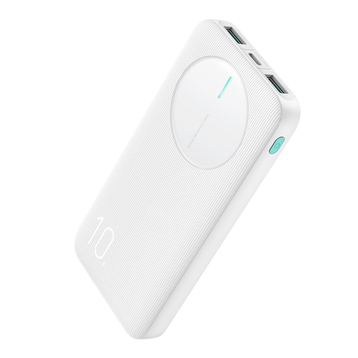 Преносима външна батерия с USB-C порт, и 2xUSB-A изхода - Joyroom LED Power Bank 10000 mAh 12W (бял)