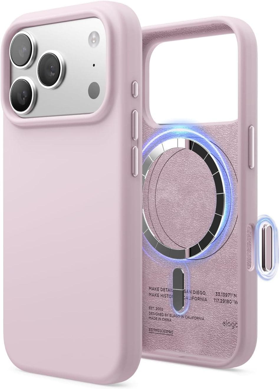 Силиконов (TPU) калъф с MagSafe за iPhone 17 Pro - Elago Magnetic Soft Silicone Case (светлорозов)