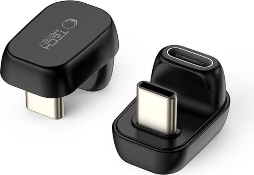 Алуминиев USB-C адаптер за устройства с USB-C порт - Tech-Protect Ultraboost Angle AA04 USB-C Male to USB-C Female Adapter (черен)