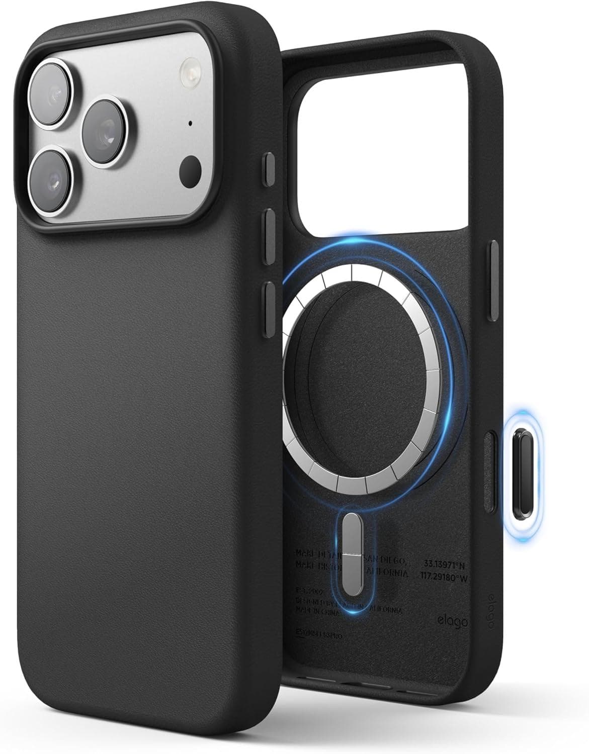 Кожен кейс с MagSafe за iPhone 17 Pro - Elago Magnetic Leather Case (черен)