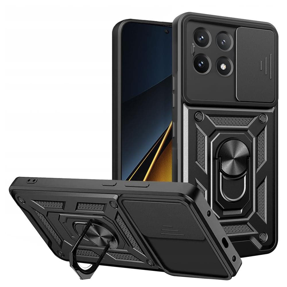 Хибриден удароустойчив кейс с пръстен против изпускане за Xiaomi 15T - Techsuit CamShield Case (черен)