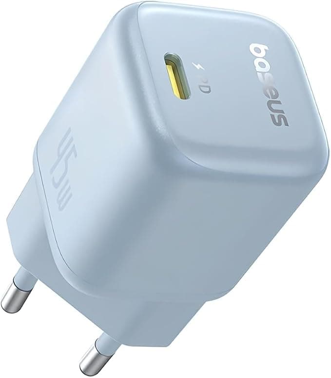 Захранване за ел. мрежа с USB-C изход с технология за бързо зареждане - Baseus PicoGo GaN Fast Wall Charger 45W (P10176800313-00) (син)