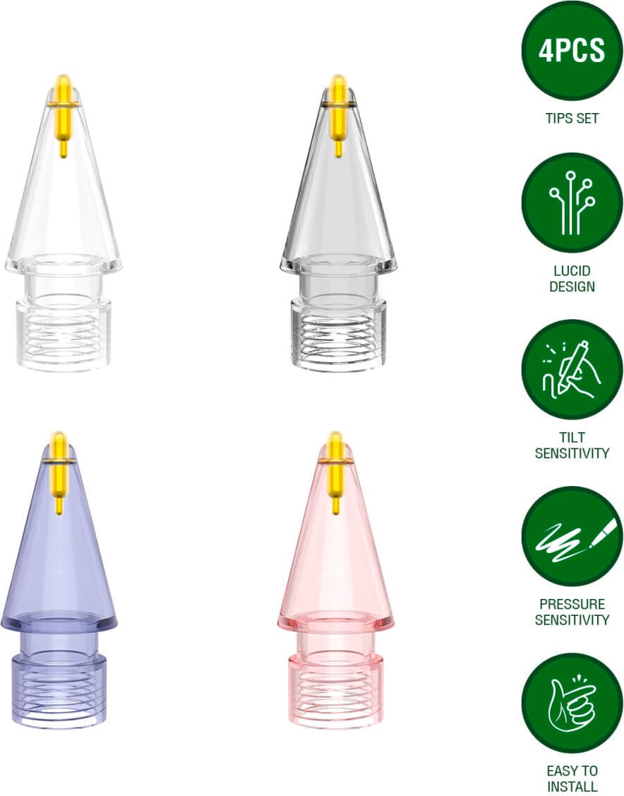 Резервни върхове за Apple Pencil, Apple Pencil 2nd Gen и 4smarts Pencil Pro 2/3 - 4smarts Replacement Lucid Pencil Tips (4 броя)