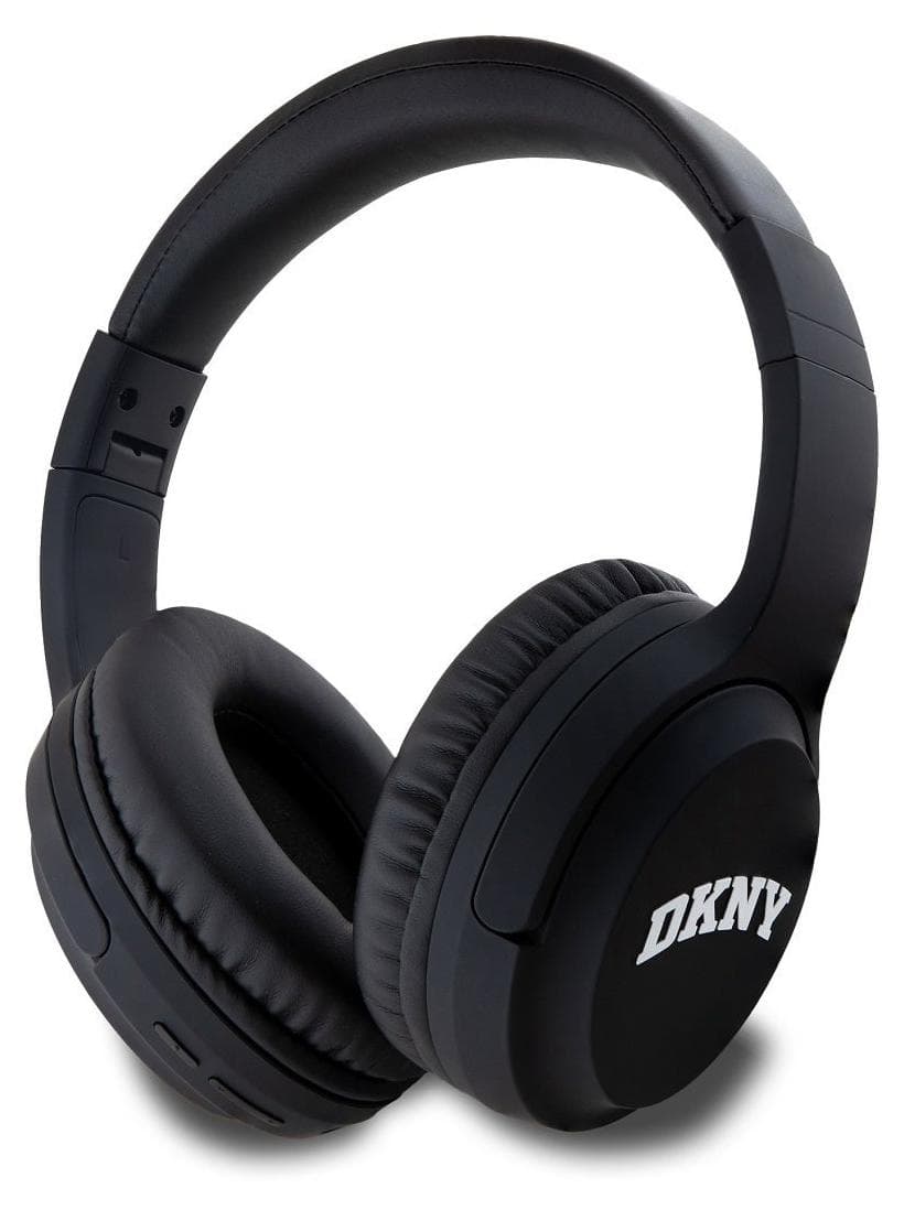 Безжични блутут слушалки с микрофон за мобилни устройства - DKNY PU Leather Arch Logo Bluetooth Headphones (черен)