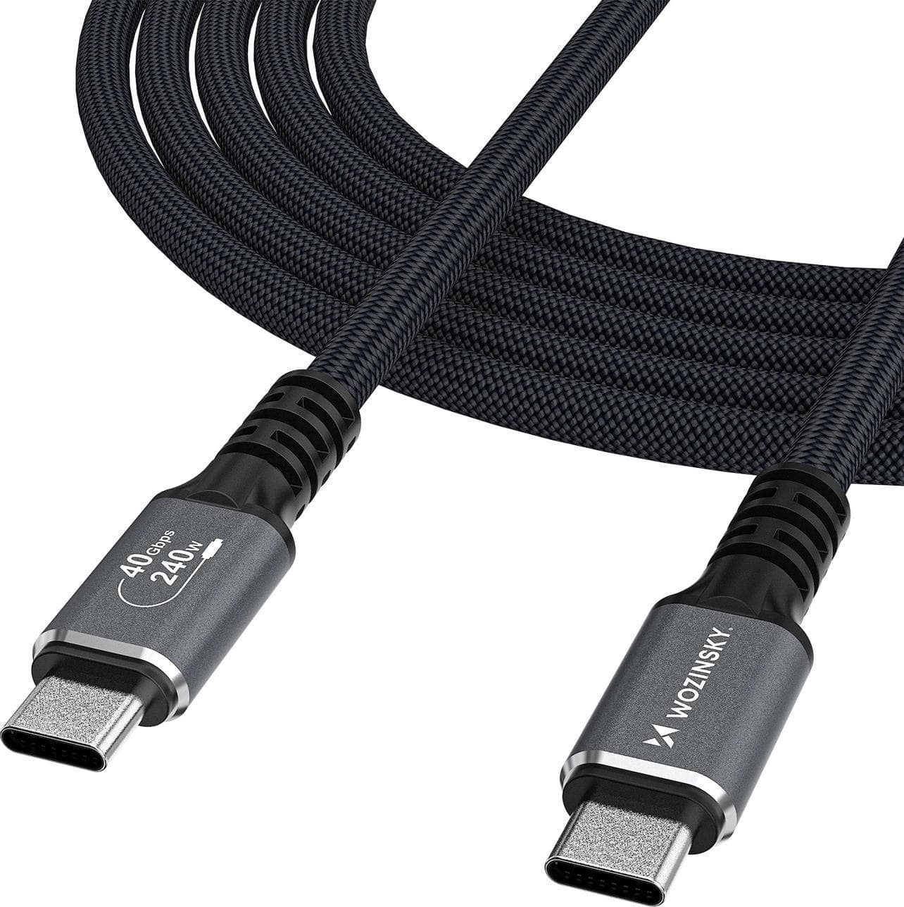 Здрав USB4 кабел с Thunderbolt 4 за устройства с USB-C порт - Wozinsky Thunderbolt 4 USB4 USB-C to USB-C Cable 240W (черен) (200 см)