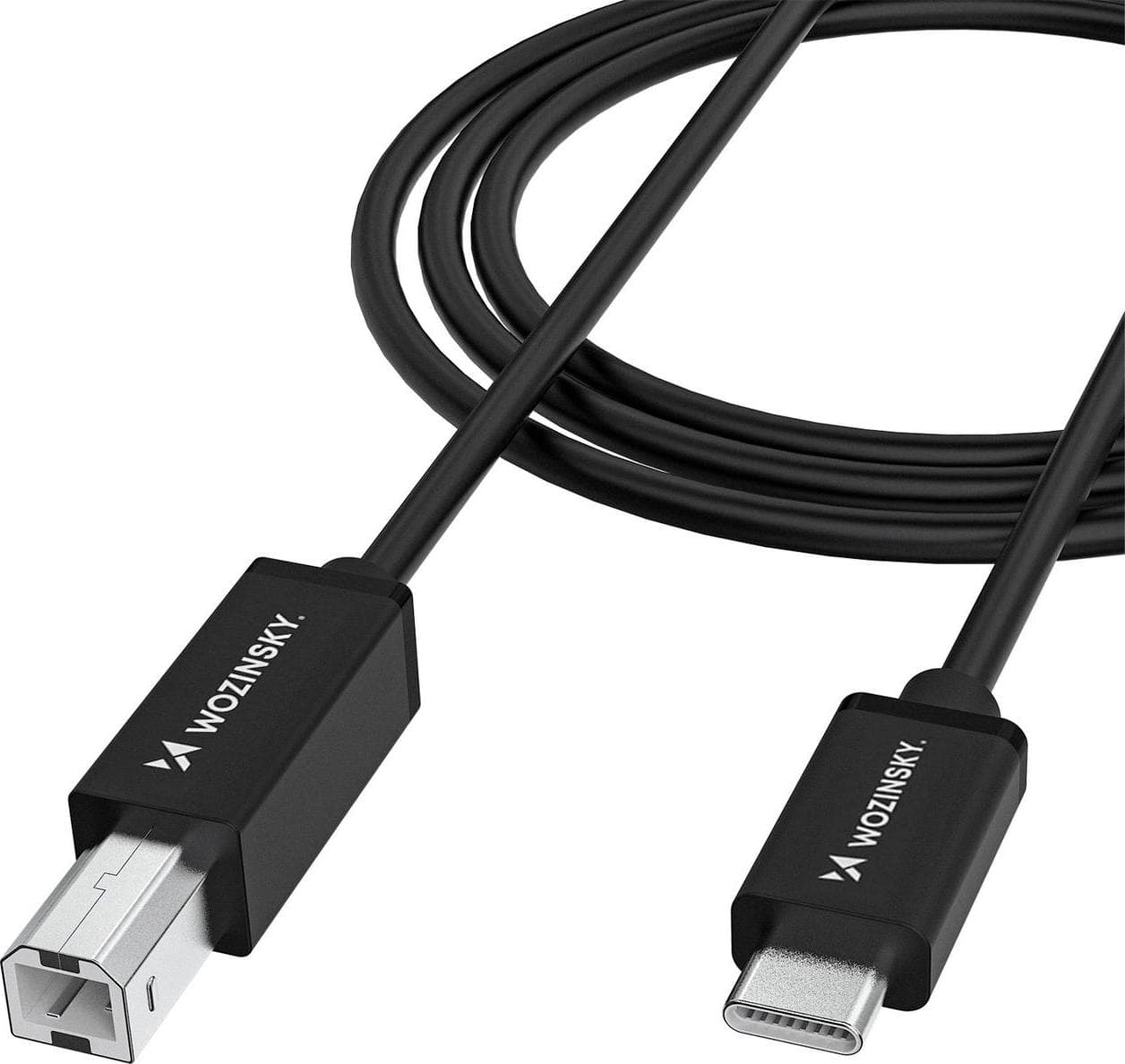 Кабел за принтер и други външни устройства USB-C Male към USB-B Male - Wozinsky USB-C To USB-B 2.0 Printer Cable (черен) (100 см)