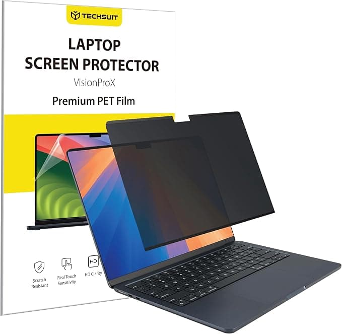 Защитно покритие с определен ъгъл на виждане за дисплея на Macbook Air 13 M3 (2024) - Techsuit VisionProX Privacy Screen Protector (черен-прозрачен)