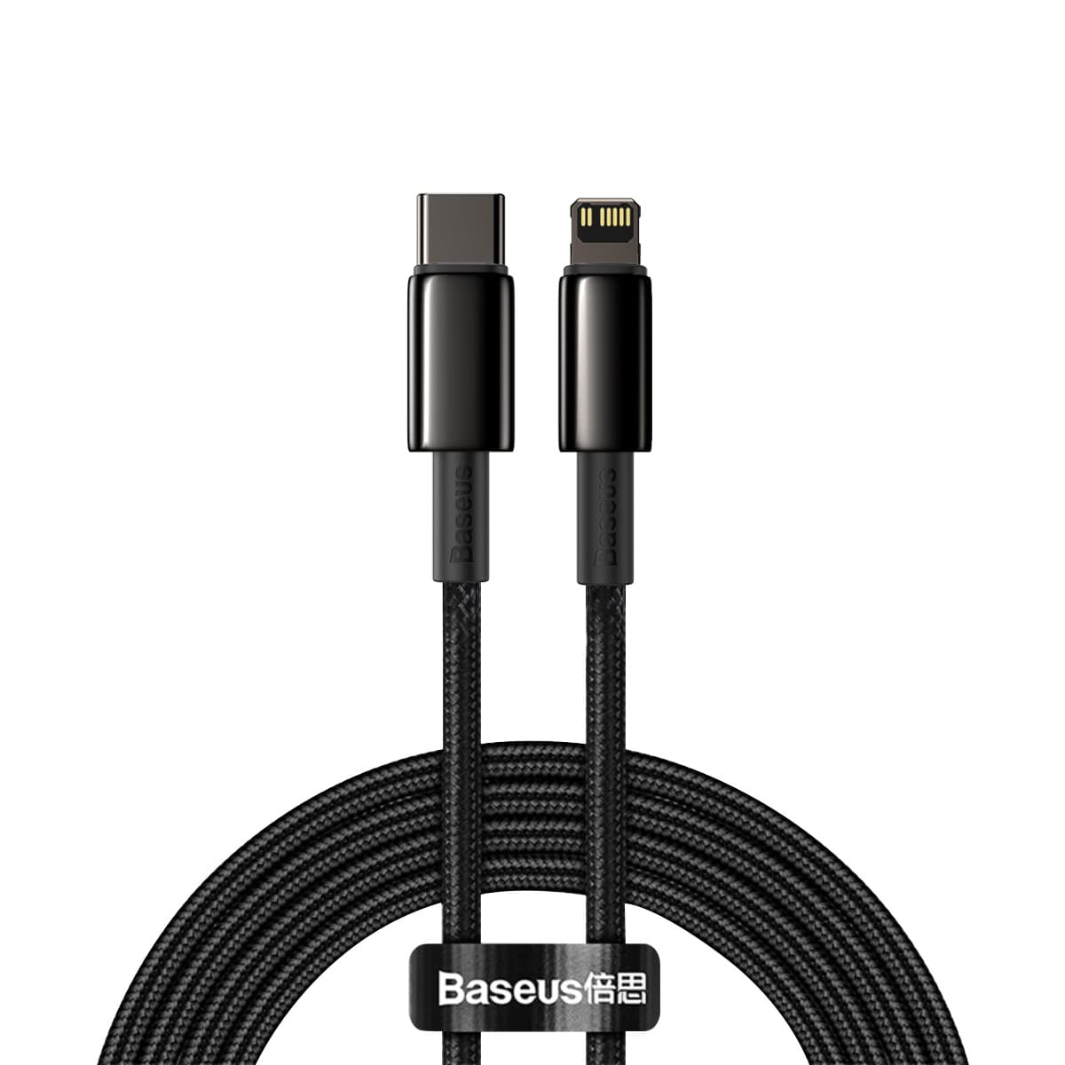 Кабел Baseus Tungsten Gold, от USB C(м) към Lightning(м), 2m, 20W, черен