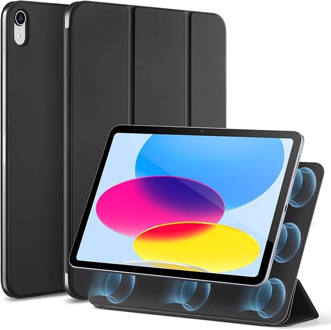 Магнитен полиуретанов калъф с поставка за iPad 10 (2022), iPad 11 (2025) - ESR Rebound Magnetic Case (черен)