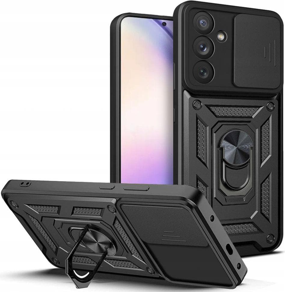 Хибриден удароустойчив кейс с пръстен против изпускане за Samsung Galaxy A54 5G - Tech-Protect CamShield Pro Hard Case (черен)