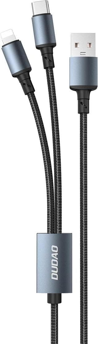 Универсален USB кабел с Lightning и USB-C конектори (120 см) - Dudao LBA 2-in-1 Charging Cable 6A (черен)