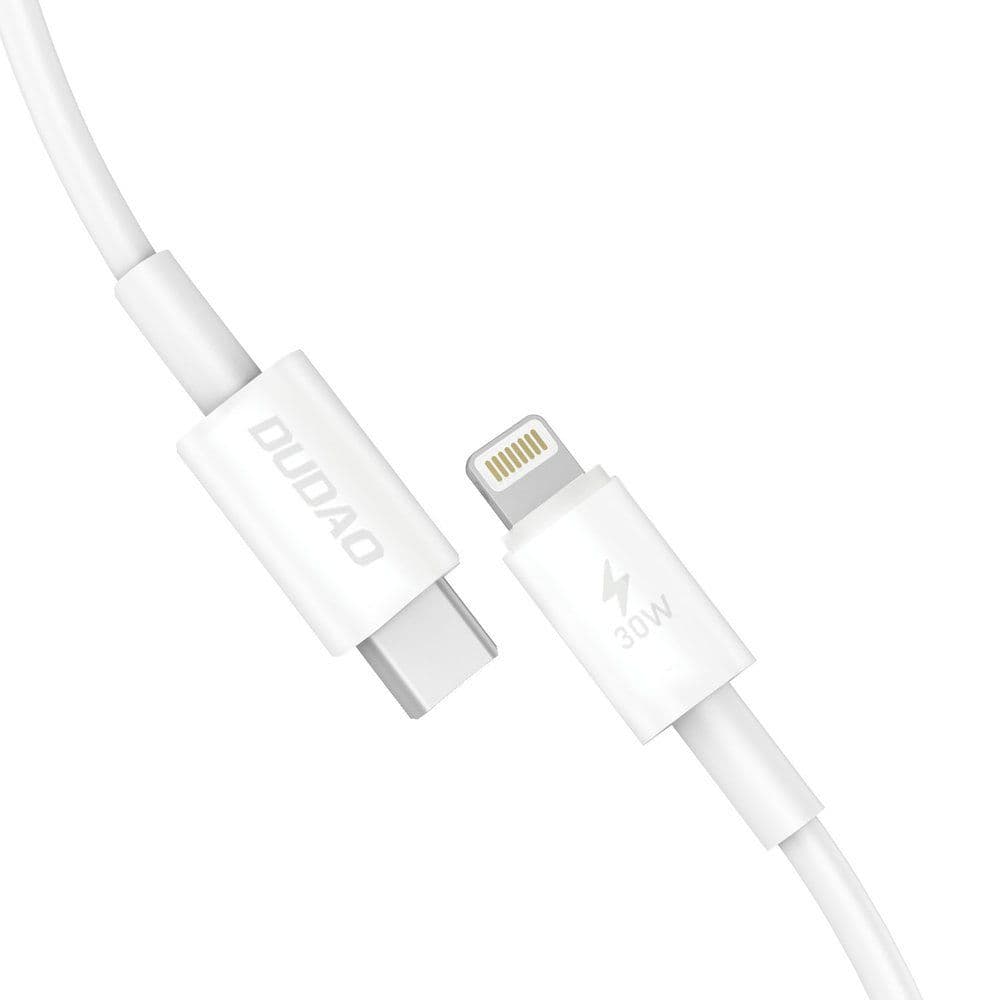 Dudao Fast Charging USB-C to Lightning Cable PD 30W - USB-C към Lightning кабел за Apple устройства с Lightning порт (100 см) (бял)