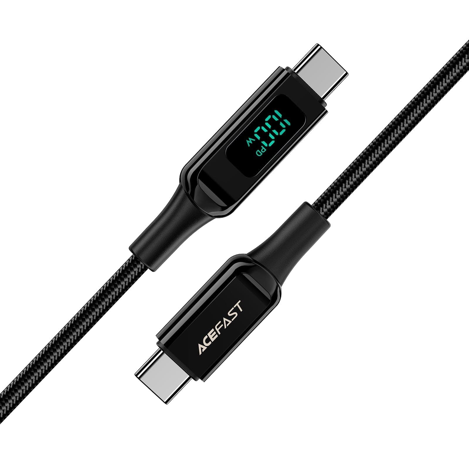 Кабел Acefast C6-03 LED Display, от USB C(м) към USB C(м), 2m, 100W, черен