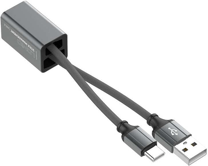 Кабел тип ключодържател за всички устройства с USB-C конектор (10 см) - LDNIO LC98 Durable USB-C to USB-A Cable 2.4A (тъмносив)