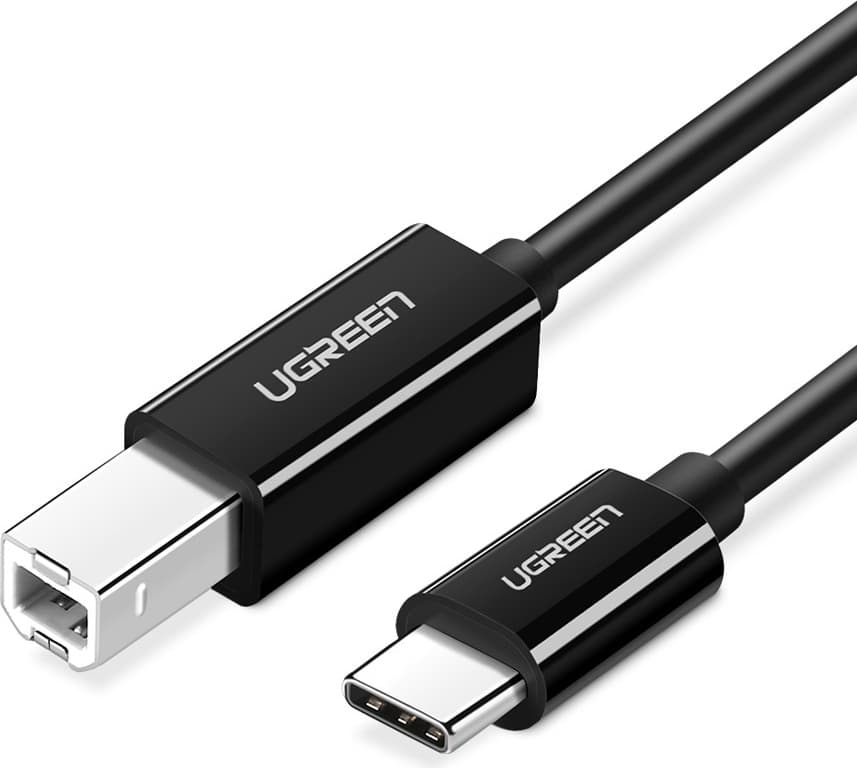 Кабел за принтер и други външни устройства USB-C Male към USB-B Male (100 см) - Ugreen US241 USB-C To USB-B 2.0 Printer Cable (черен)