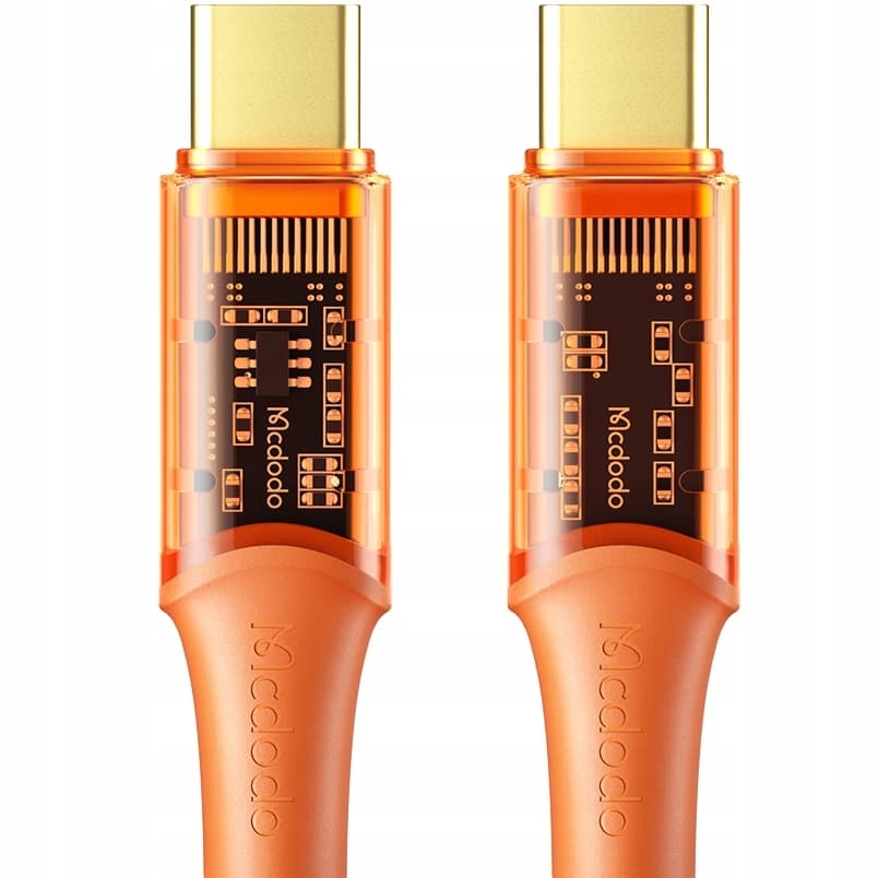 Кабел с бързо зареждане за устройства с USB-C порт (180 см) (оранжев) - Mcdodo USB-C to USB-C Cable 100W (CA-2113)
