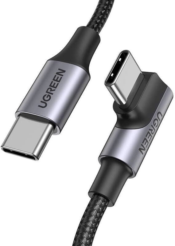 USB-C към USB-C кабел за устройства с USB-C порт (100 см) - Ugreen Angled USB-C to USB-C Data Cable 100W (черен)
