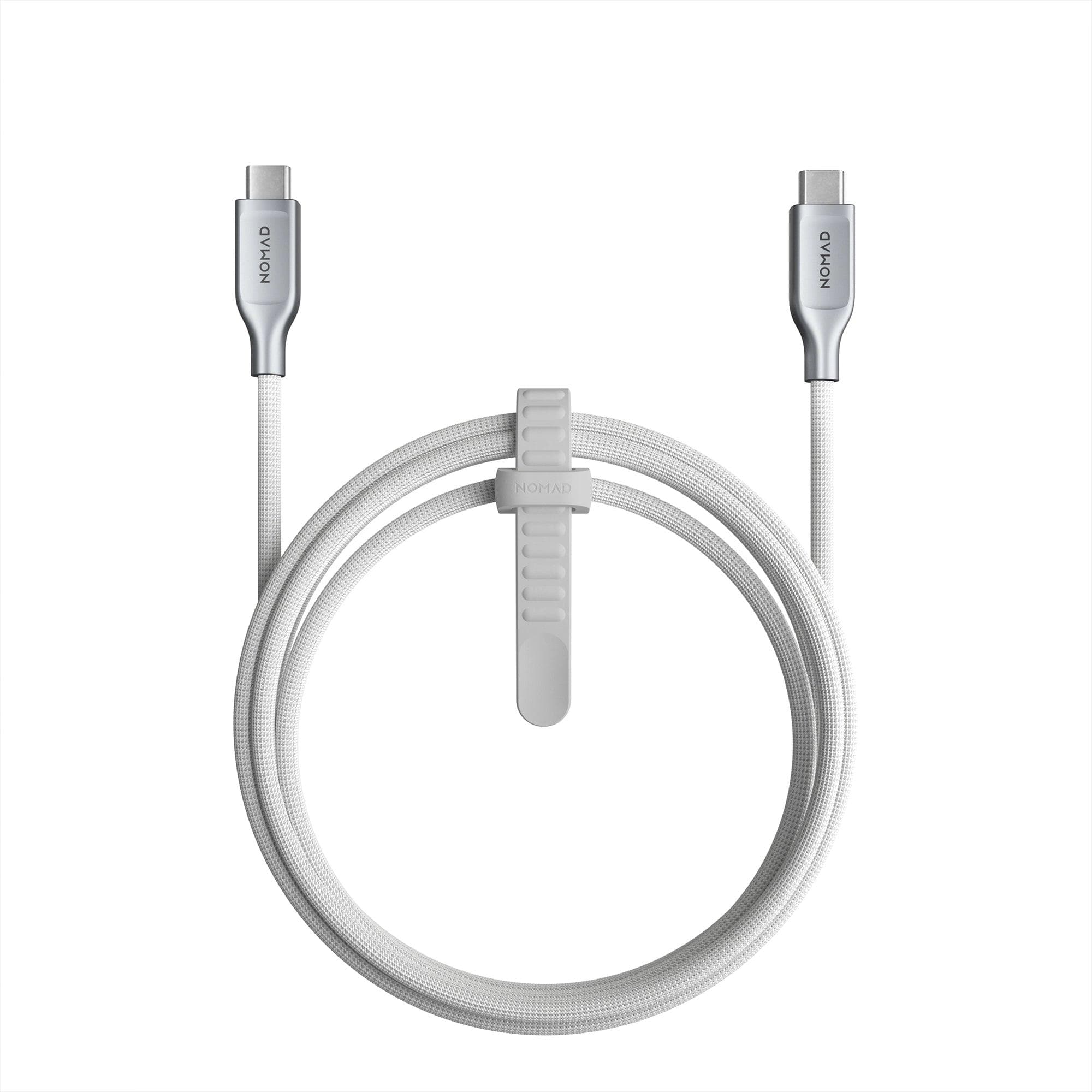 Здрав кевларен USB-C към USB-C кабел за MacBook и устройства с USB-C порт (150 см) - Nomad Kevlar USB-C to USB-C Charging Cable 240W (бял)