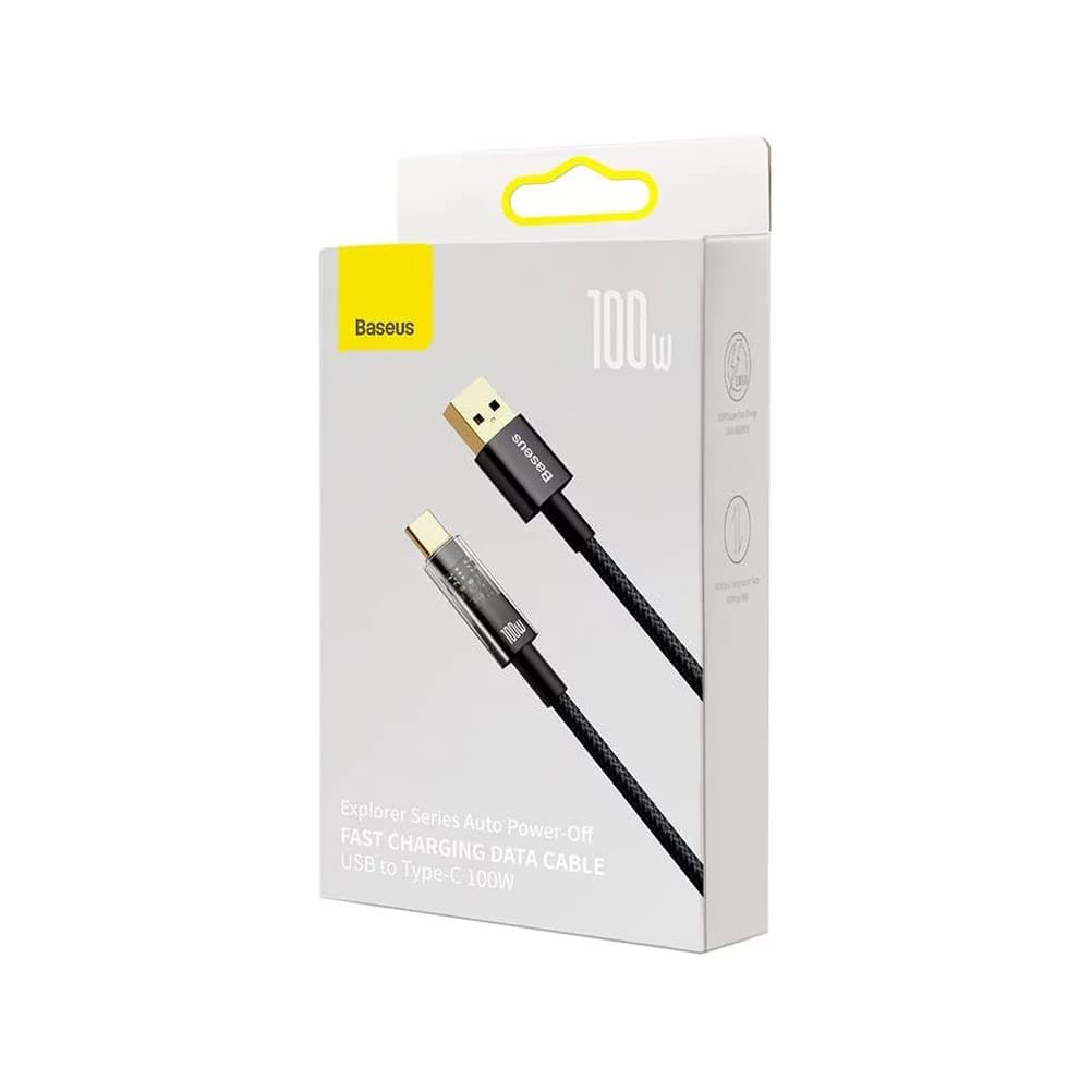 Кабел Baseus CATS000301, от USB A(м) към USB C(м), 2m, 100W, черен