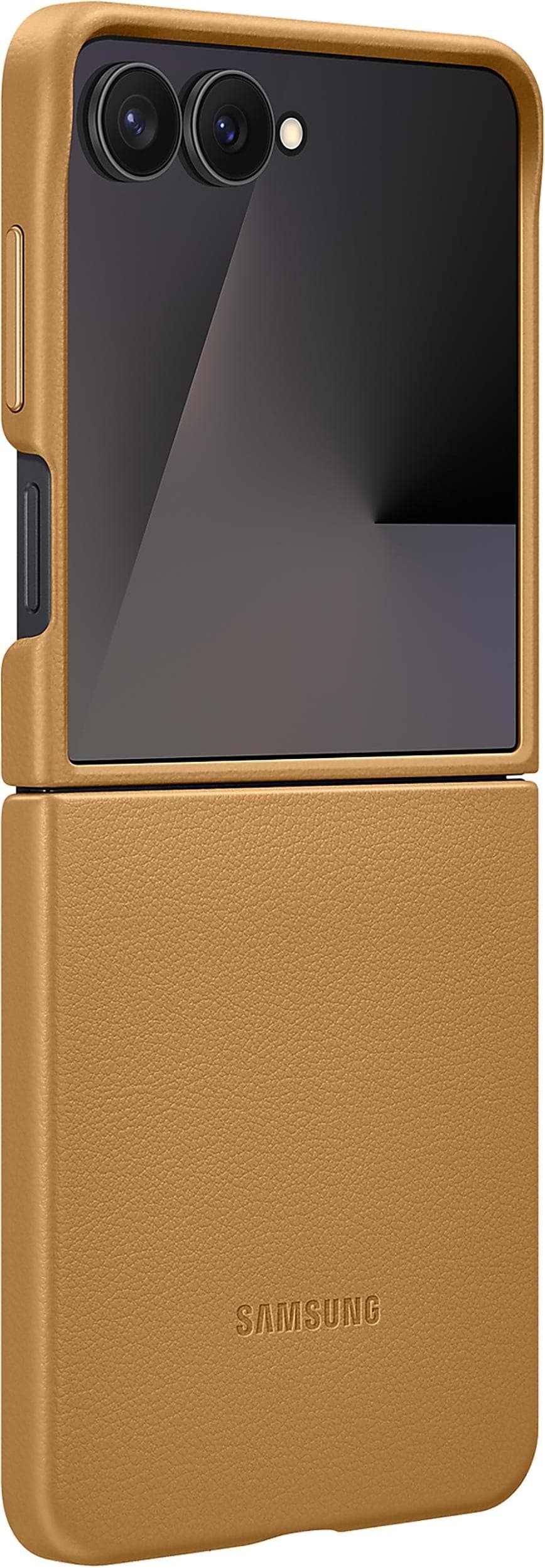 Оригинален кожен кейс за Samsung Galaxy Z Flip7 - Samsung KindSuit Leather Cover EF-VF766PAE (кафяв)