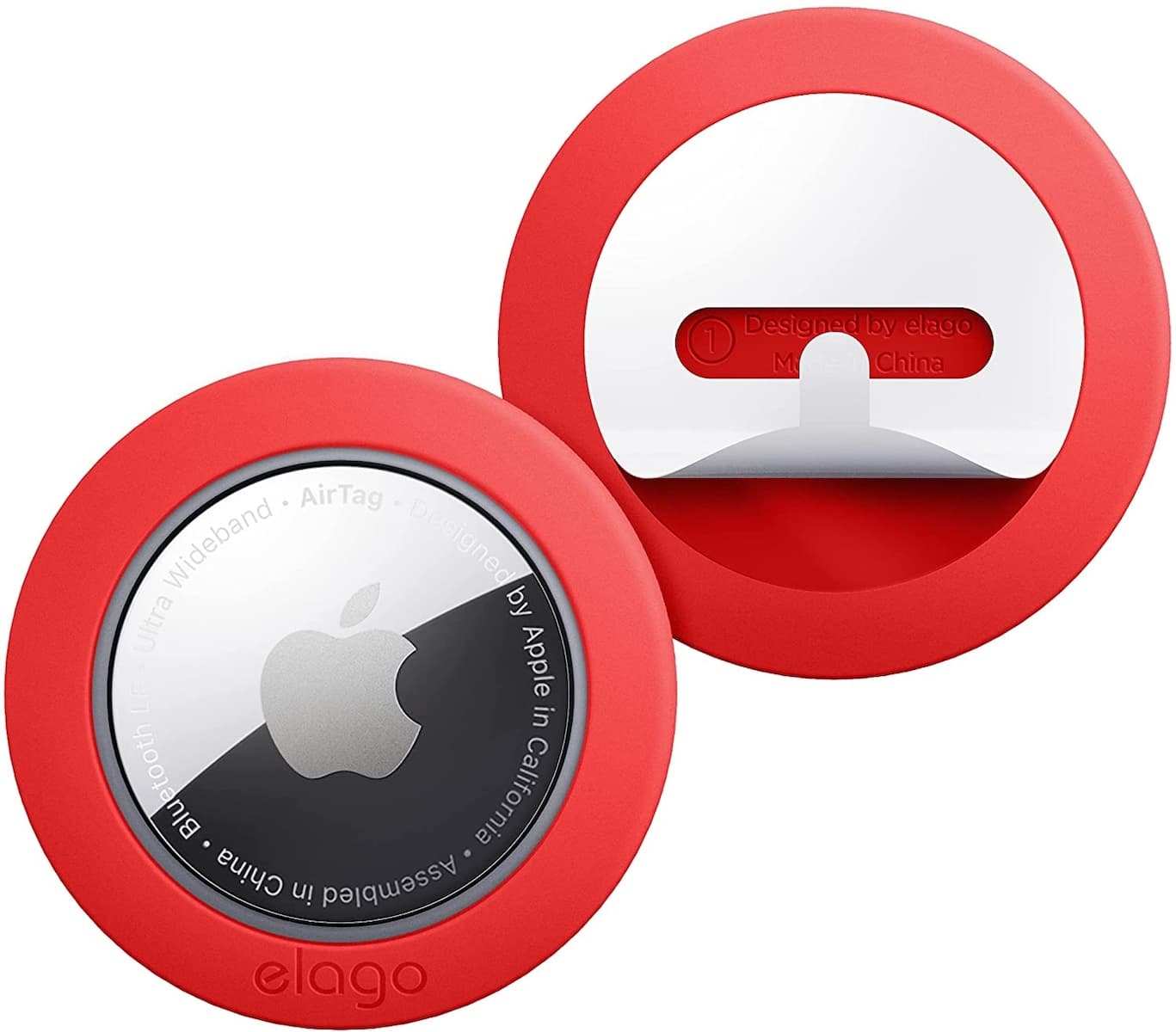 2 броя силиконови калъфи с лепяща основа за Apple AirTag - Elago AirTag Silicone Sticker Pads (червен)