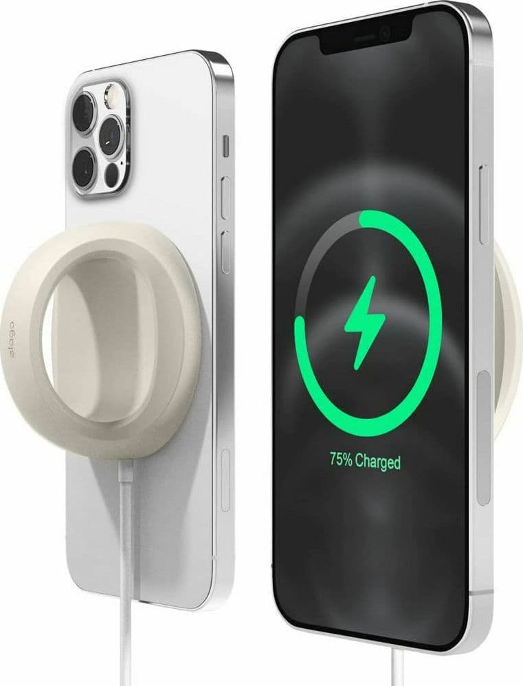Силиконова поставка за зареждане на iPhone чрез поставяне на Apple MagSafe Charger - Elago Grip Stand for MagSafe (бежов)