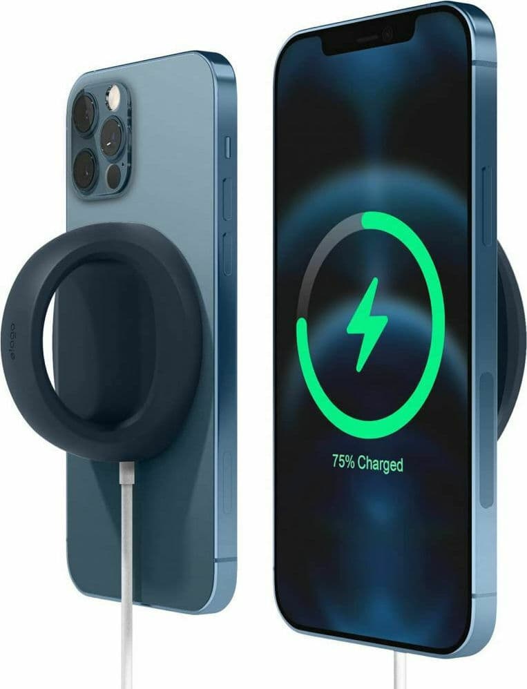 Силиконова поставка за зареждане на iPhone чрез поставяне на Apple MagSafe Charger - Elago Grip Stand for MagSafe (тъмносин)