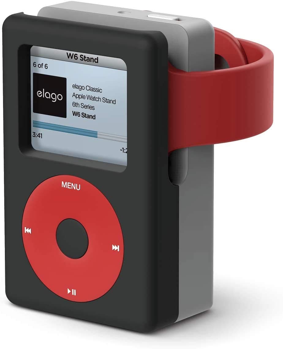 Силиконова винтидж поставка в стила на Apple iPod Classic за Apple Watch - Elago W6 Watch Stand (черна)