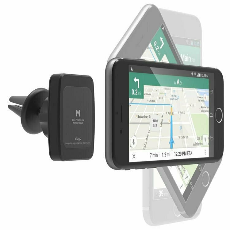 Магнитна поставка за радиатора на кола за смартфони - Elago M Car Magnetic Mount Plus (черна)