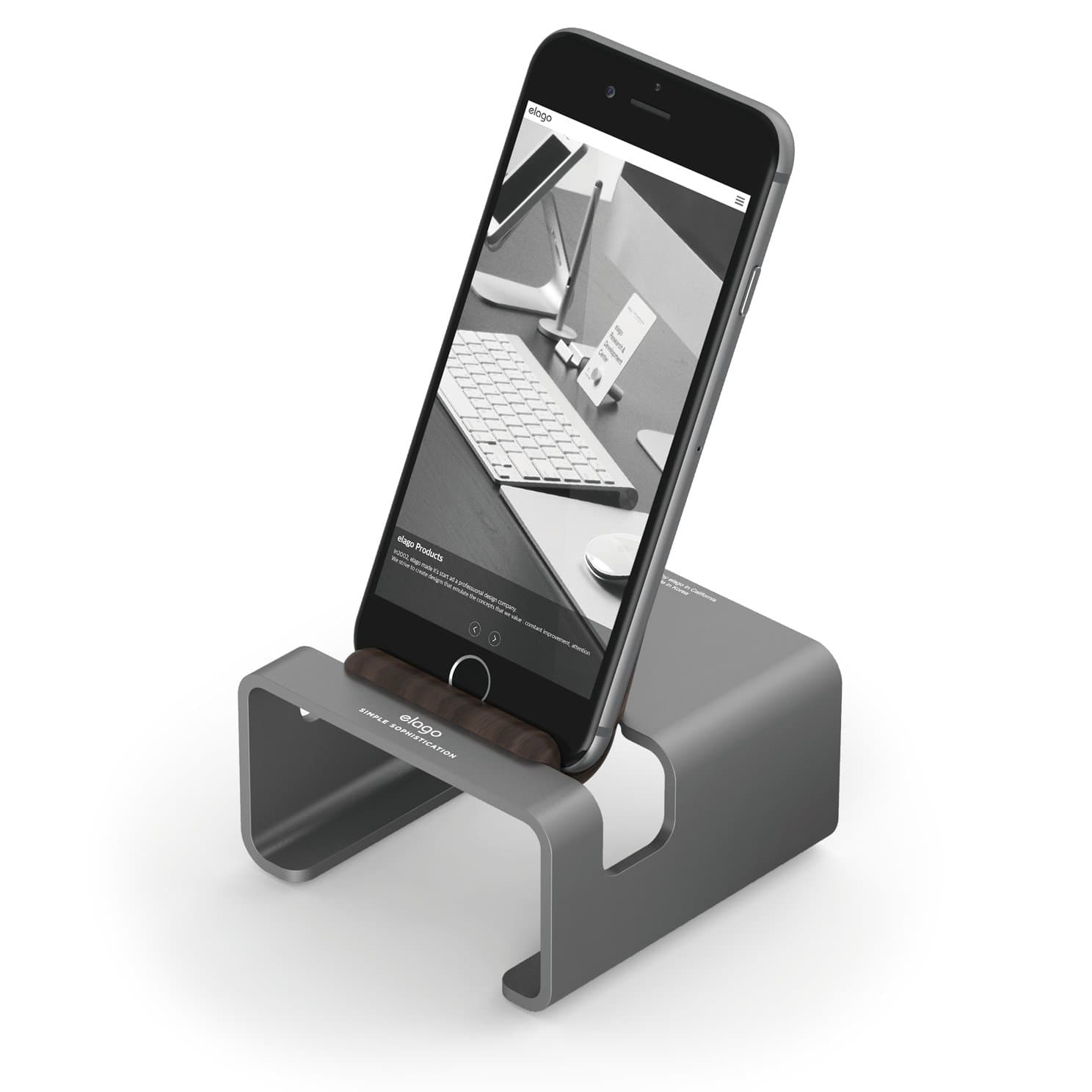 Поставка от алуминий и дърво за iPhone и iPad mini - Elago M3 Stand (тъмносива)