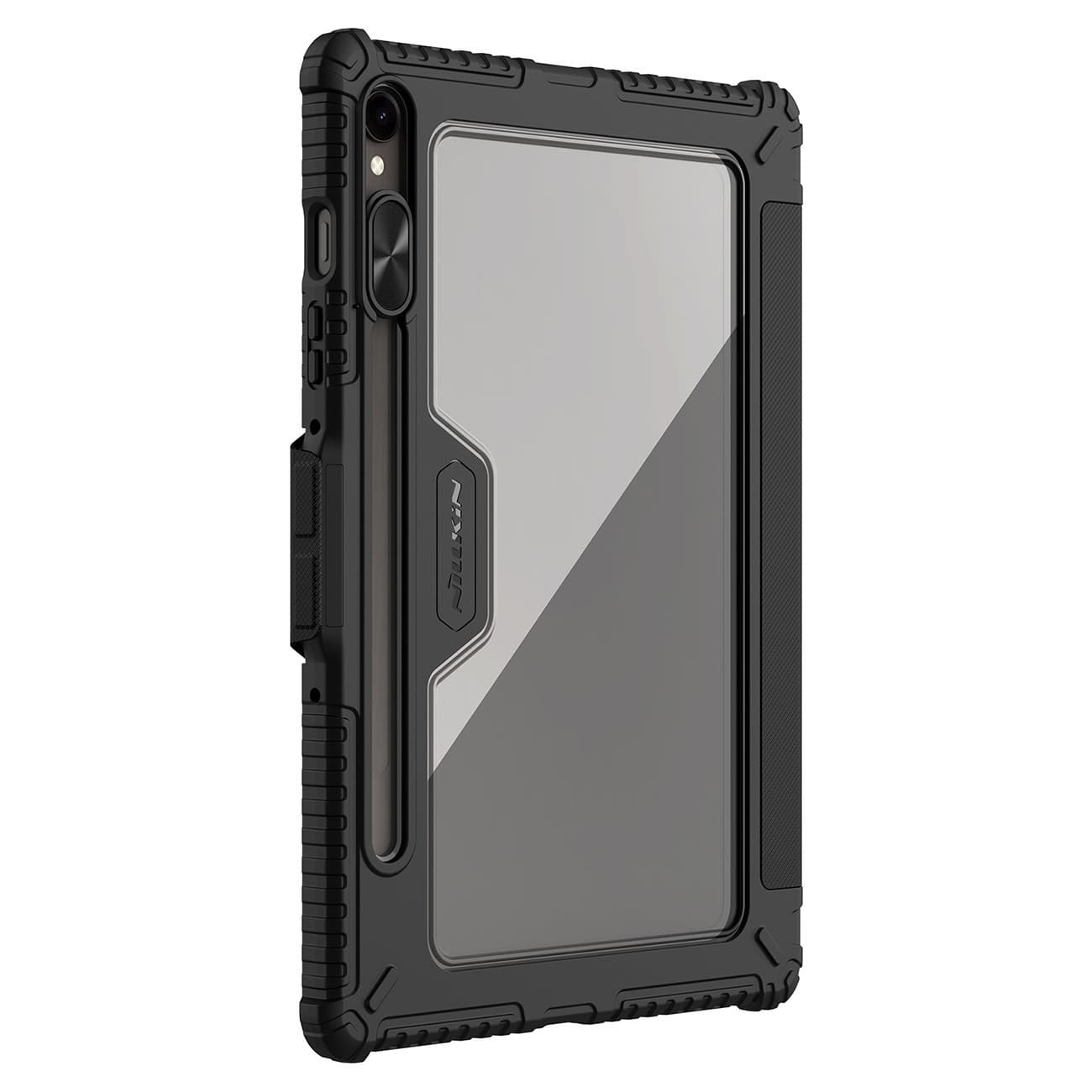 Удароустойчив хибриден кейс за Samsung Galaxy Tab S9 - Nillkin Bumper PRO Protective Stand Case (черен)
