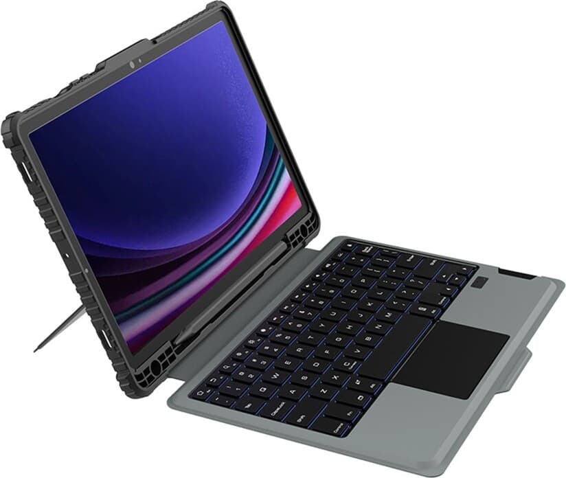 Удароустойчив кейс, с отделяща клавиатура и поставка за Samsung Galaxy Tab S9 - Nillkin Bumper Combo Keyboard Protective Case Backlit Version (черен)