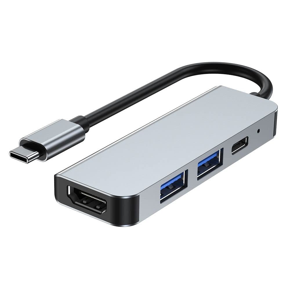 Докинг станция Tech-Protect USB-C Hub 4in1 v2, от USB C към 1x USB C, 2x USB A, 1x HDMI, сива