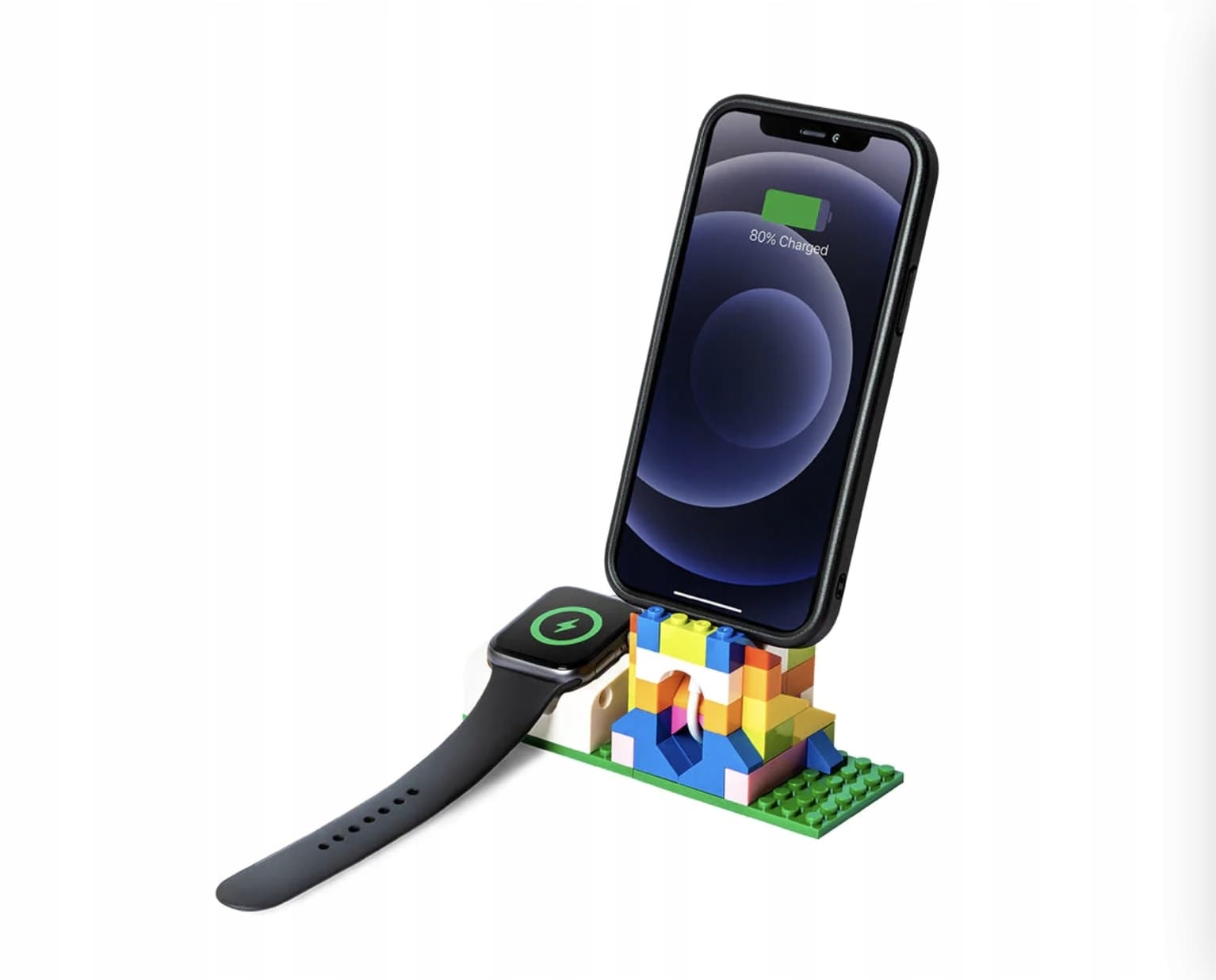 Поставка (докинг станция) тип лего за iPhone и Apple Watch - SwitchEasy Blocks Charging Stand (бял)
