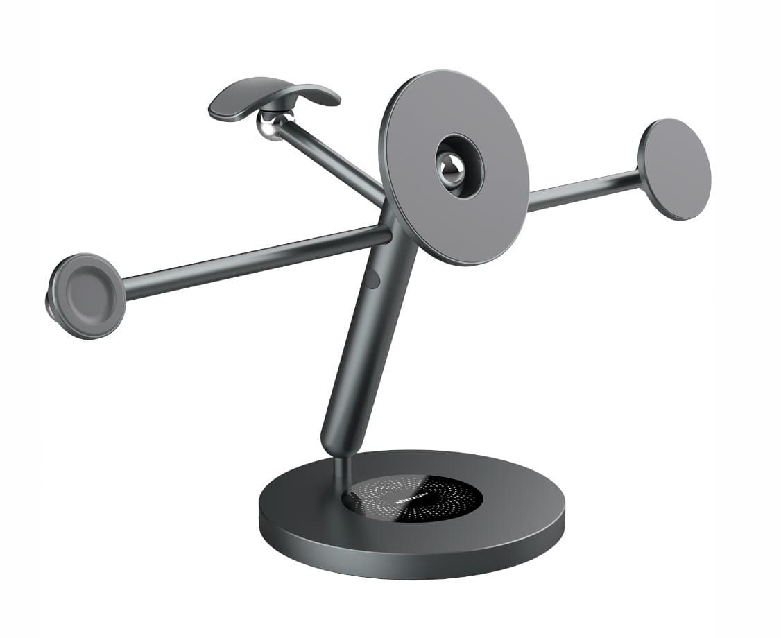 Четворна магнитна поставка за бюро за iPhone с Magsafe, Apple Watch, iPad и слушалки - Nillkin SnapBranch 4-in-1 Modular Device Station (тъмносив)