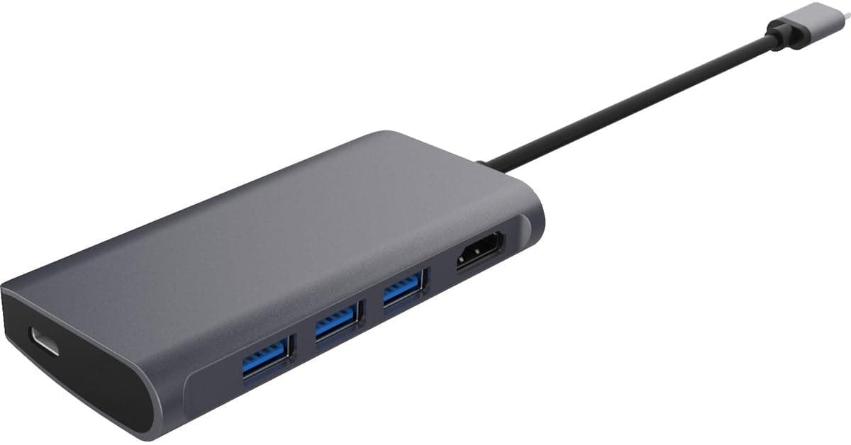 Докинг станция LMP USB-C Video HUB (17104), от USB C към 1x USB C, 3x USB A, 1x HDMI, сива