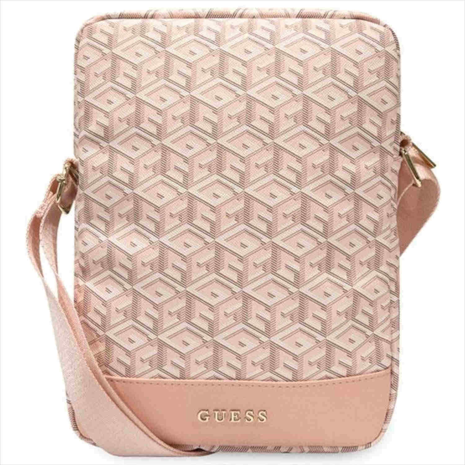 Дизайнерска чанта с презрамка за таблети до 10 инча - Guess PU G Cube Tablet Bag 10 (розов)