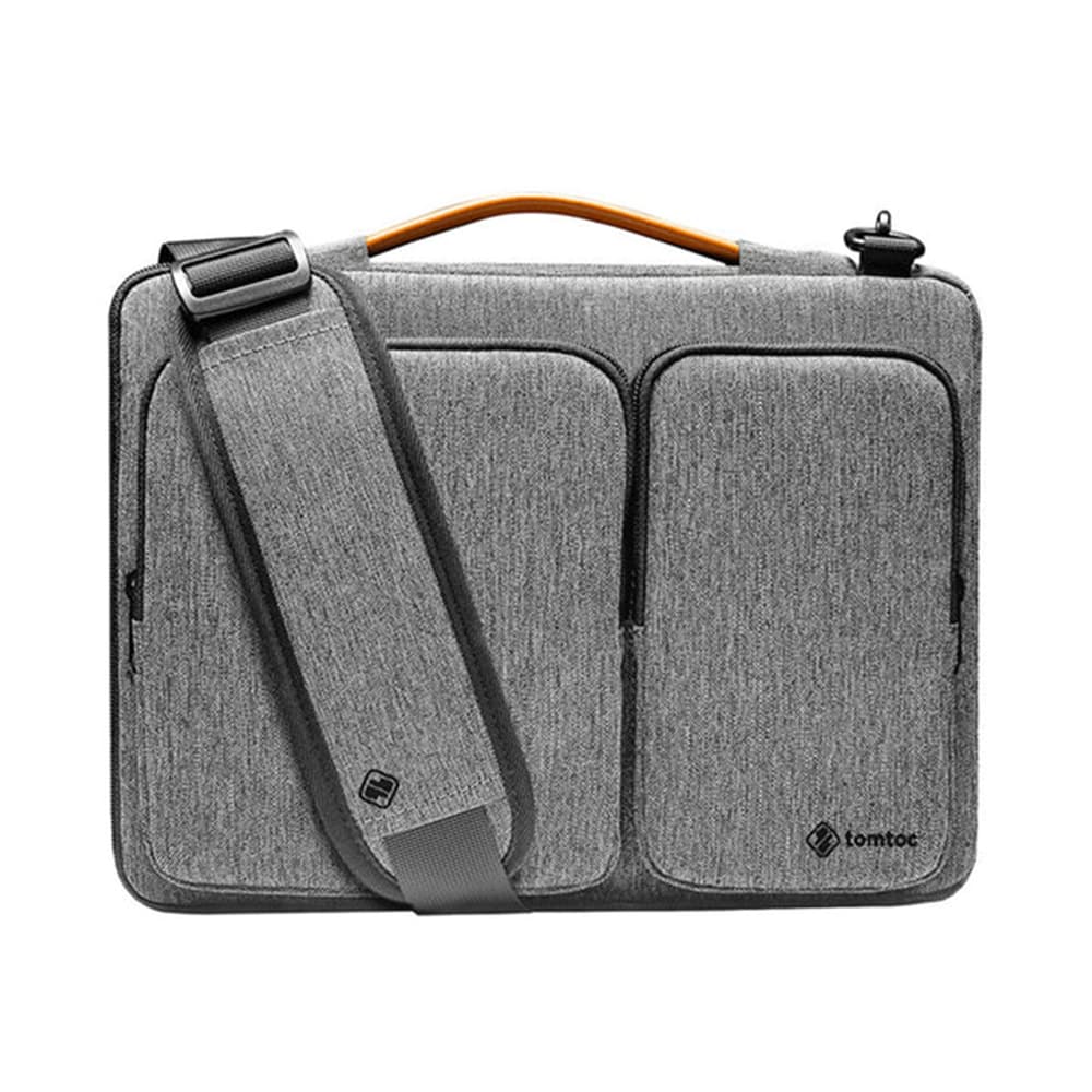 Текстилна чанта с дръжки и презрамка за MacBook Pro 16, Pro 15 и лаптопи до 16 инча - Tomtoc Defender Laptop Briefcase (сив)