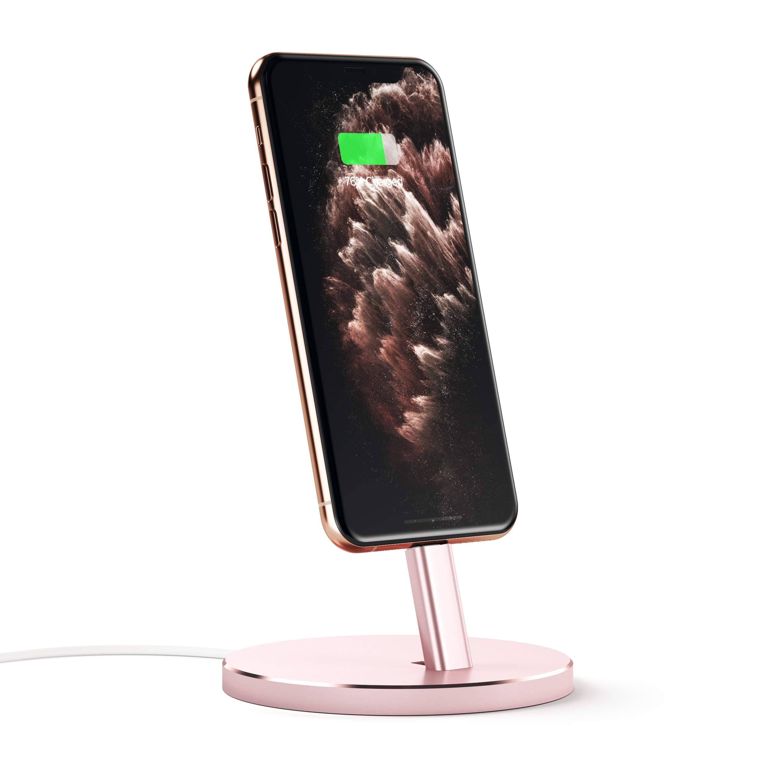 Алуминиева повдигаща поставка за iPhone с Lightning порт - Satechi Aluminum Lightning Charging Stand (розово злато)