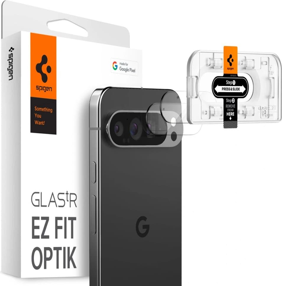Комплект 2 броя предпазни стъклени протектори за камерата на Google Pixel 9 Pro XL - Spigen Glass Optik tR EZ Fit 2 Pack (прозрачен)
