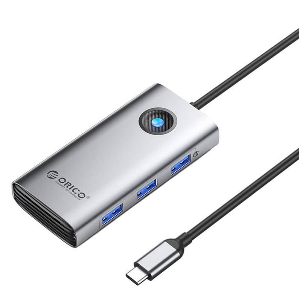 Докинг станция Orico PW11-6PR-GY-EP, от USB-C към 1x USB-C(PD), 3x USB-A, 1x HDMI 4K@30Hz, 1x RJ45, сива