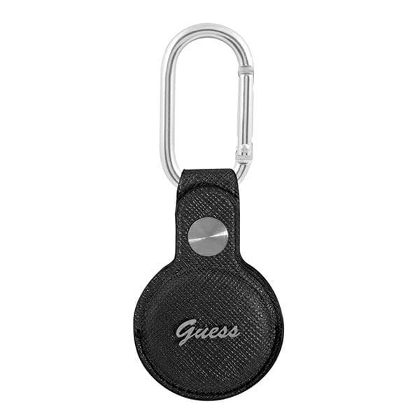 Стилен ключодържател от изкуствена кожа за Apple AirTag - Guess PU Saffiano Script Dog Clip AirTag Case (черен)