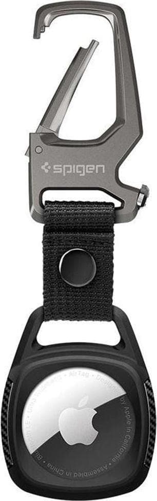 Стилен силиконов ключодържател за Apple AirTag - Spigen Rugged Armor AirTag Case (черен)