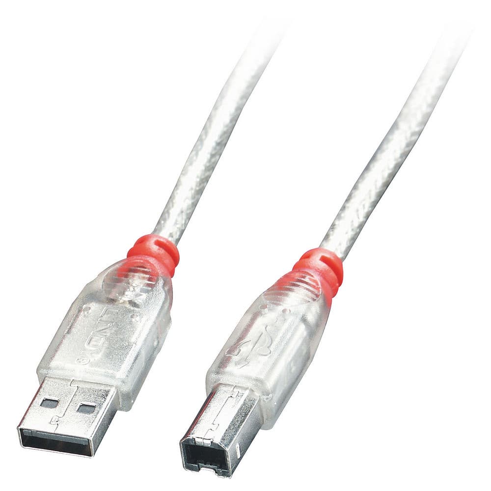 LINDY LNY-41753 :: USB 2.0 кабел Type A/B, M/M, прозрачен, 2.0 м