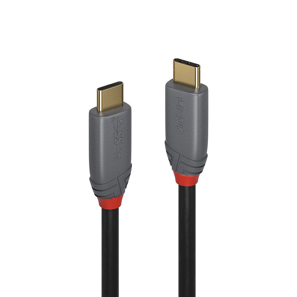 LINDY LNY-36903 :: Кабел USB 3.2, Type C към C, M/M, 20Gbps, 5A, PD, Anthra Line, черен, 2.0 м
