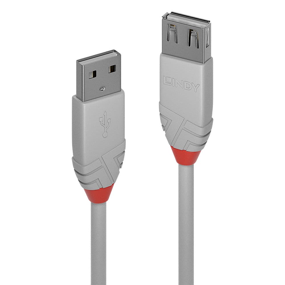 LINDY LNY-36712 :: Удължителен кабел, USB 2.0, Type A, M/F, Anthra Line, сив, 1.0 м