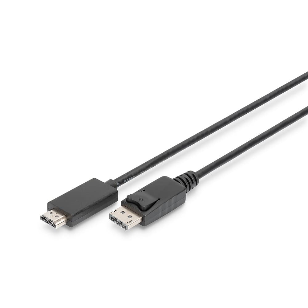 DIGITUS AK-340303-020-S :: Кабел DisplayPort - HDMI M/M, 4K@60Hz, DisplayPort 1.2, HDMI 2.0, черен, 2.0 м