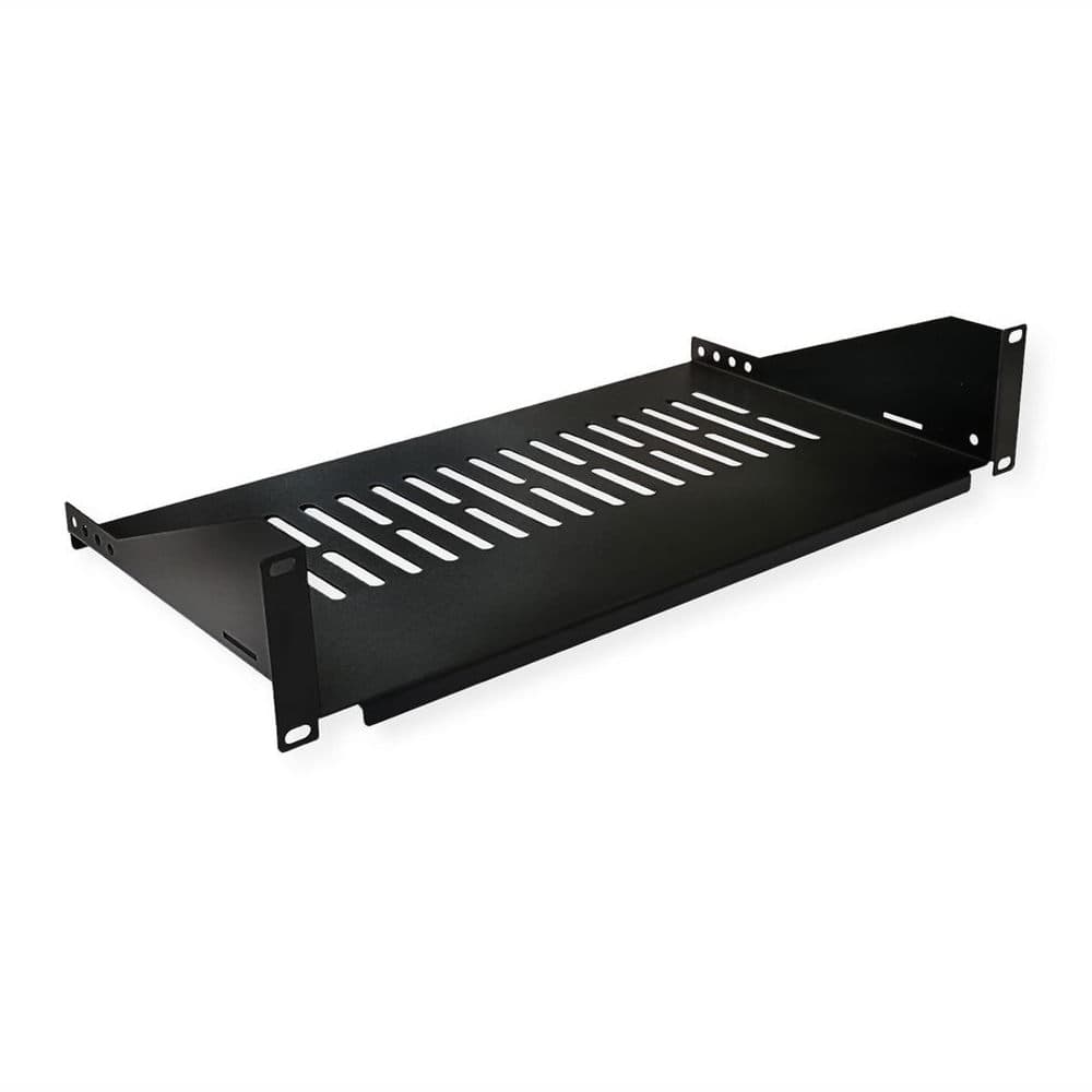 VALUE 26.99.0405 :: 19", Фиксиран рафт, 485 x 250 мм, макс. 10 кг, 2U, черен