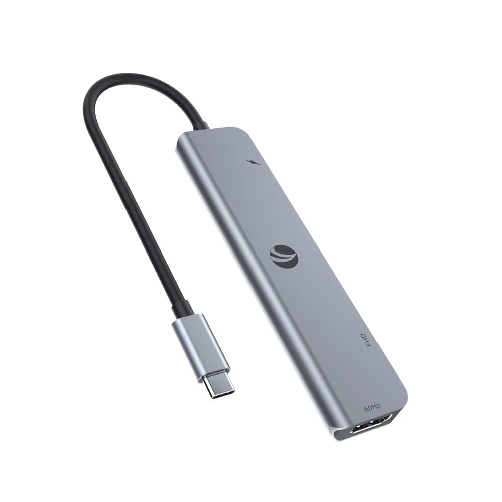 Докинг станция VCom CUE39, от USB-C към 1x USB-C, 2x USB-A, 2x HDMI, 1x SD/MicroSD четец, сива
